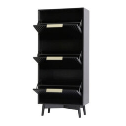 Monza Shoe Storage Cabinet With Fluted Doors Black - thumbnail 7