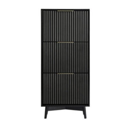 Monza Shoe Storage Cabinet With Fluted Doors Black - thumbnail 6