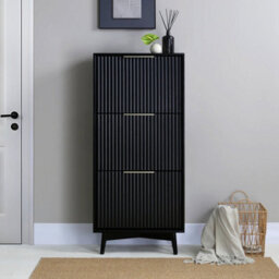 Monza Shoe Storage Cabinet With Fluted Doors Black - thumbnail 2