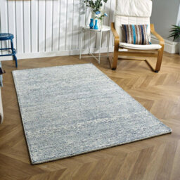 Handmade Luxurious Modern Easy To Clean Dotted Blue Wool Rug For Living Room Bedroom & Dining Room-80Cm X 150Cm - thumbnail 1