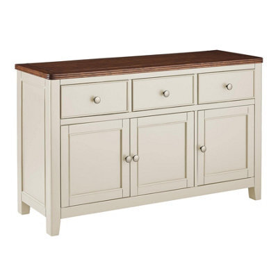 Statement Furniture Queensbury Large Sideboard With Oak Top, 3 Doors And Drawers - Cotswold Cream - image 1
