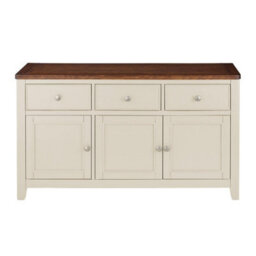 Statement Furniture Queensbury Large Sideboard With Oak Top, 3 Doors And Drawers - Cotswold Cream - thumbnail 2