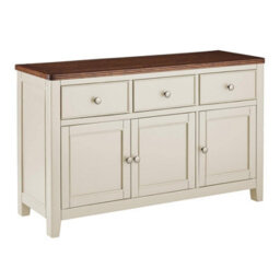 Statement Furniture Queensbury Large Sideboard With Oak Top, 3 Doors And Drawers - Cotswold Cream - thumbnail 1