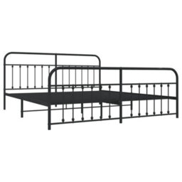 Berkfield Metal Bed Frame With Headboard And Footboard Black 200X200 Cm - thumbnail 5