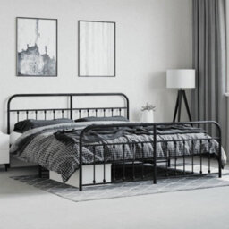 Berkfield Metal Bed Frame With Headboard And Footboard Black 200X200 Cm - thumbnail 4