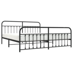 Berkfield Metal Bed Frame With Headboard And Footboard Black 200X200 Cm - thumbnail 3
