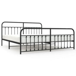 Berkfield Metal Bed Frame With Headboard And Footboard Black 200X200 Cm - thumbnail 2