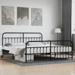 Berkfield Metal Bed Frame With Headboard And Footboard Black 200X200 Cm - thumbnail 1