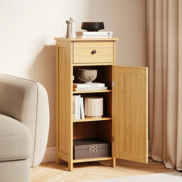 Bathroom Storage Cabinet Floor Standing Wooden Cupboard-Natural - thumbnail 5