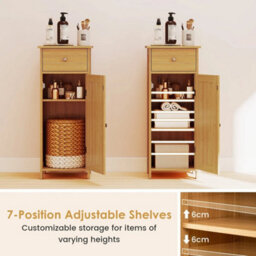 Bathroom Storage Cabinet Floor Standing Wooden Cupboard-Natural - thumbnail 6