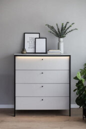 Arte Sleek Gris Chest Of Drawers - Stylish Clothing Storage With Integrated Led Lighting (H)1150mm X (W)1010mm X (D)490mm - thumbnail 1