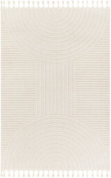Livabliss Nora-Geometric Grey Ivory High Pile Fringe Living Dining Bedroom Rug 160 X 213 Cm Easy Care, Non Shedding - thumbnail 1