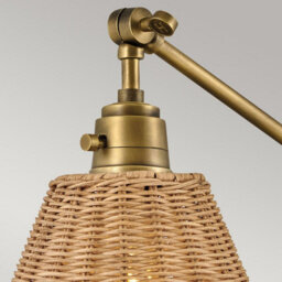 Luminosa Lighting Elstead Hinkley Arti Dome Wall Lamp Contemporary Heritage Brass, Natural Rattan Shade 1X E27 - thumbnail 2