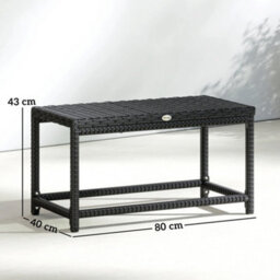 Outsunny Outdoor Coffee Table, Pe Rattan Side Table W/ Plastic Board, Black - thumbnail 3