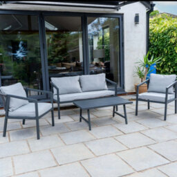 Jack Stonehouse Jsh Modern Grey Patio Set Two Seater Sofa & 2 Chairs & Table Rattan Rope And Steel Garden Sofa Set With Cushions - thumbnail 5