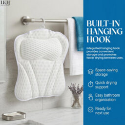 LKH Home Collection Bath Pillow For Head & Neck Support - Soft Padded Bath Cushion With 6 Strong Suction Cups & Easy Hanging Hook Bath Pillow - thumbnail 8