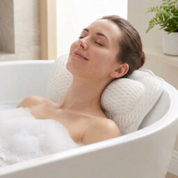 LKH Home Collection Bath Pillow For Head & Neck Support - Soft Padded Bath Cushion With 6 Strong Suction Cups & Easy Hanging Hook Bath Pillow - thumbnail 1