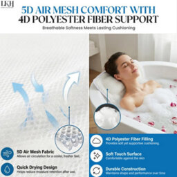 LKH Home Collection Bath Pillow For Head & Neck Support - Soft Padded Bath Cushion With 6 Strong Suction Cups & Easy Hanging Hook Bath Pillow - thumbnail 6
