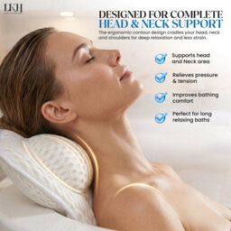 LKH Home Collection Bath Pillow For Head & Neck Support - Soft Padded Bath Cushion With 6 Strong Suction Cups & Easy Hanging Hook Bath Pillow - thumbnail 3