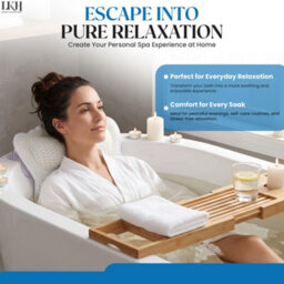 LKH Home Collection Bath Pillow For Head & Neck Support - Soft Padded Bath Cushion With 6 Strong Suction Cups & Easy Hanging Hook Bath Pillow - thumbnail 4