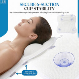LKH Home Collection Bath Pillow For Head & Neck Support - Soft Padded Bath Cushion With 6 Strong Suction Cups & Easy Hanging Hook Bath Pillow - thumbnail 7
