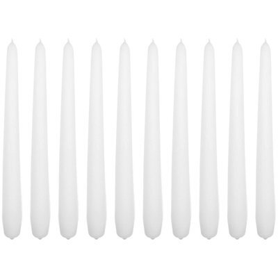 "SolaDirect Tapered Dinner Candles, Pack Of 10, Unscented, Long Burning Time, 24 Cm / 19.45"" (White, Matt)" - image 1