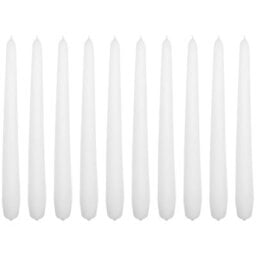 "SolaDirect Tapered Dinner Candles, Pack Of 10, Unscented, Long Burning Time, 24 Cm / 19.45"" (White, Matt)" - thumbnail 1
