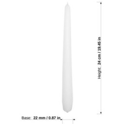 "SolaDirect Tapered Dinner Candles, Pack Of 10, Unscented, Long Burning Time, 24 Cm / 19.45"" (White, Matt)" - thumbnail 3