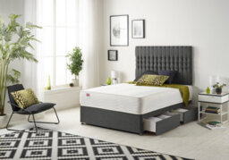 Somnior Beds Somnior Galaxy Tweed Charcoal 2Ft6 Memory Foam Divan Bed With 2 Drawers, Mattress & Headboard - Small Single - thumbnail 3