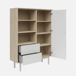 Heze Furniture Meena  1 Door 2 Drawers Sideboard - Hickory / Light Grey - thumbnail 3