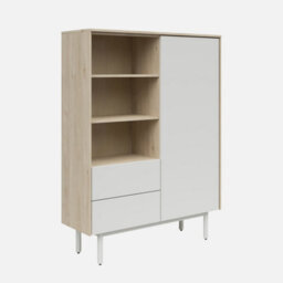 Heze Furniture Meena  1 Door 2 Drawers Sideboard - Hickory / Light Grey - thumbnail 1