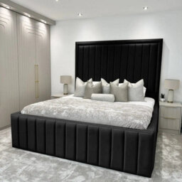 UKBEDFURNITURE Hampton Plush Velvet Upholstered Bed Frame - Blackboard With Mattress - thumbnail 1