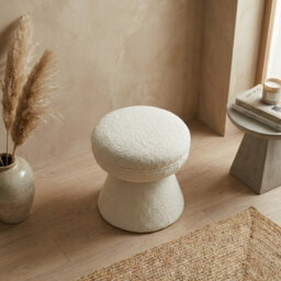 Garden Greatness Edouard Boucle Stool Wood Fabric - thumbnail 2