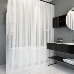 Neel Blue Peva Shower Curtains Frosty White Shower Curtain Liner Mould & Mildew  With 12 Curtain