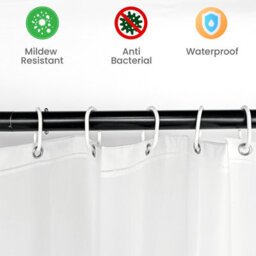 Neel Blue Peva Shower Curtains Frosty White Shower Curtain Liner Mould & Mildew  With 12 Curtain - thumbnail 7