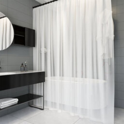 Neel Blue Peva Shower Curtains Frosty White Shower Curtain Liner Mould & Mildew  With 12 Curtain - thumbnail 8
