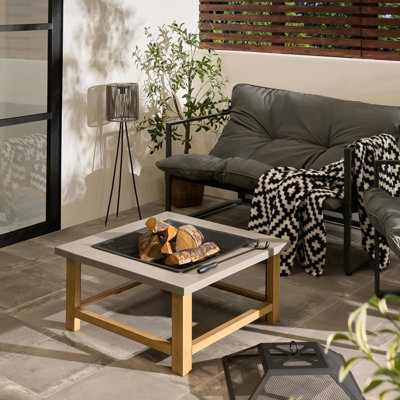 Ohs Square Garden Firepit Table With Cover Poker Outdoor Furniture - image 1