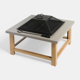 Ohs Square Garden Firepit Table With Cover Poker Outdoor Furniture - thumbnail 3