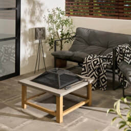 Ohs Square Garden Firepit Table With Cover Poker Outdoor Furniture - thumbnail 2
