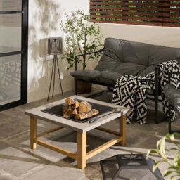 Ohs Square Garden Firepit Table With Cover Poker Outdoor Furniture - thumbnail 1