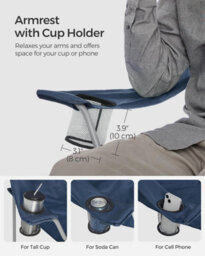 Songmics Double Set Of Folding Outdoor Chairs, Durable With Drink Holders, Comfortable Seating, Dark Blue - thumbnail 7