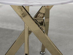 Furniturebox Uk Novara Round Side Table With White Glass Marble Effect Top And Gold Legs - thumbnail 4
