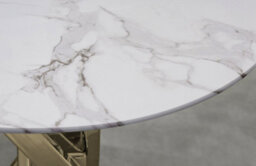 Furniturebox Uk Novara Round Side Table With White Glass Marble Effect Top And Gold Legs - thumbnail 3