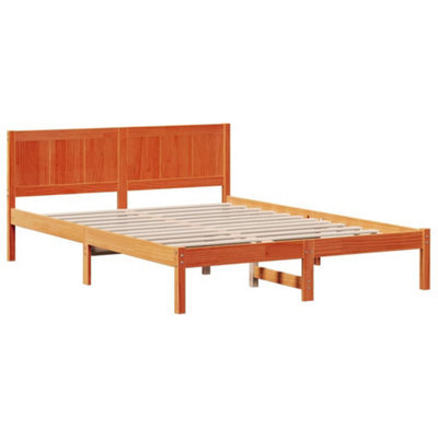 Berkfield Modern Pine Wood Bed Frame Wax Brown Solid Pine Wood 150 X 200 Cm - image 1