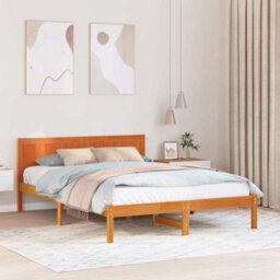 Berkfield Modern Pine Wood Bed Frame Wax Brown Solid Pine Wood 150 X 200 Cm - thumbnail 2
