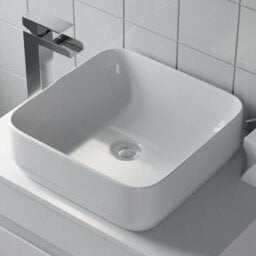 Affine 600mm Bathroom Vanity Unit Floor Standing Countertop Square Basin Gloss White - thumbnail 4