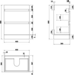 Affine 600mm Bathroom Vanity Unit Floor Standing Countertop Square Basin Gloss White - thumbnail 7