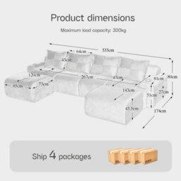 Matteo Black Modular Corduroy 4-Seater Sofa With 2 Ottomans, Cup Holders & Storage Pockets - Configurable For Any Living Space - thumbnail 2