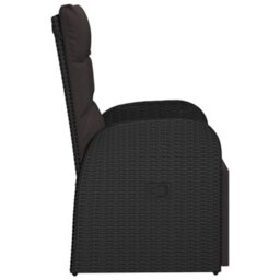 Berkfield Reclining Garden Chairs With Cushions 2 Pcs Black Poly Rattan - thumbnail 5