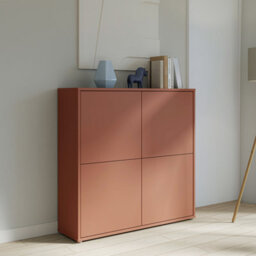 Furniture To Go Alice Springs 4 Door Large Storage Cabinet With Push-To-Open Doors In Terracotta